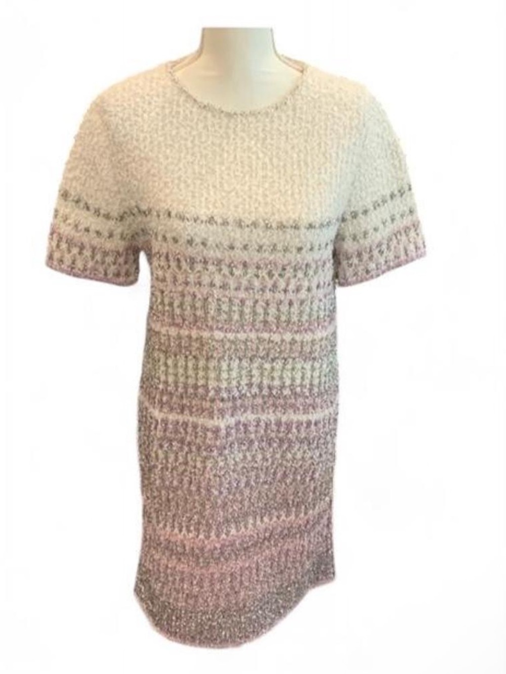 CHANEL Spring 2018 cashmere Short-Sleeve Shift Dress Sz 40